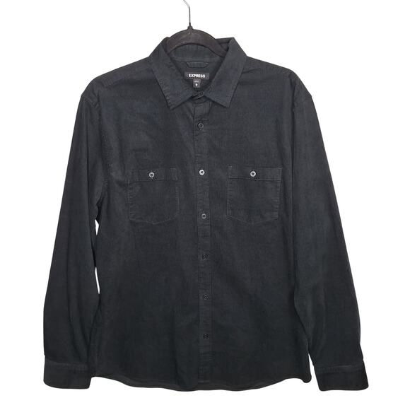 Express Men's Corduroy Long Sleeve Shirt Medium Pinwale Button Up Casual Goth - Picture 1 of 8